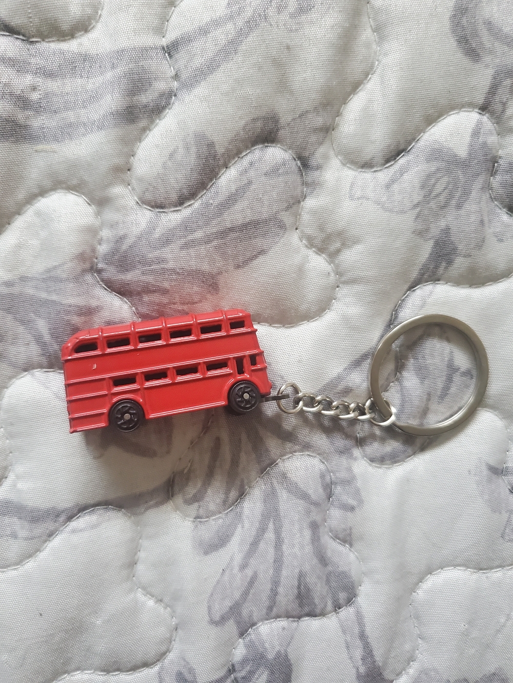 Red Double-Decker Bus Keychain Toy